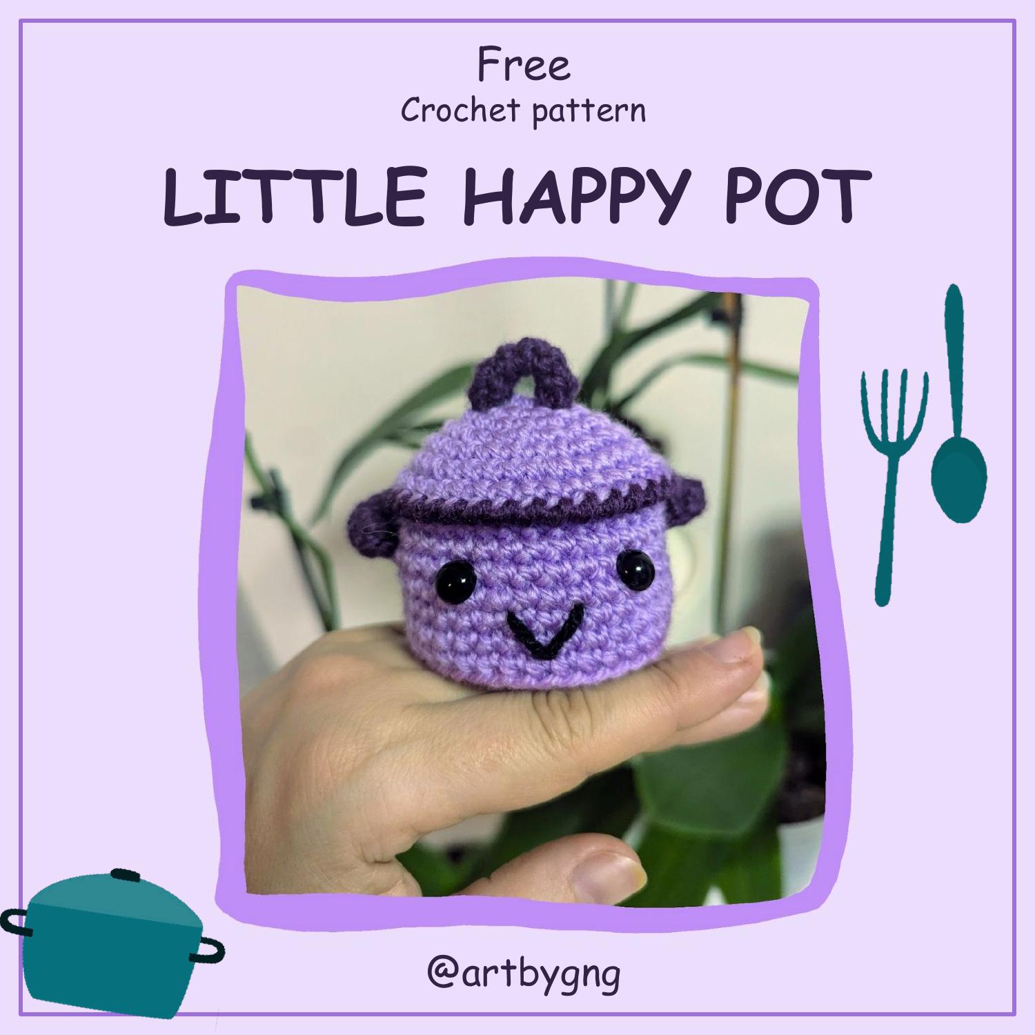Little Happy Pot — free crochet pattern cover