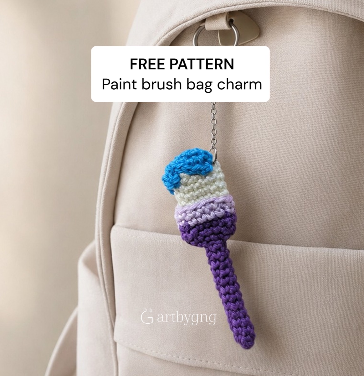 Paint Brush Bag Charm — free crochet pattern cover
